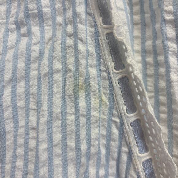 Womens Seer Sucker Striped Robe Size S Classic Lace Trad Wife SAHM‎ Cozy Retro - Picture 8 of 8